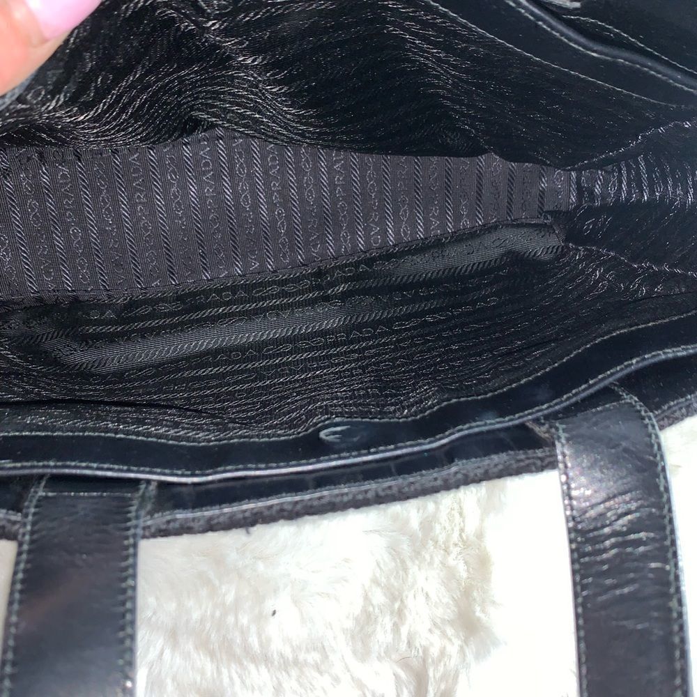 Authentic Prada Knit Leather Trim Satchel Black - Picture 10 of 15